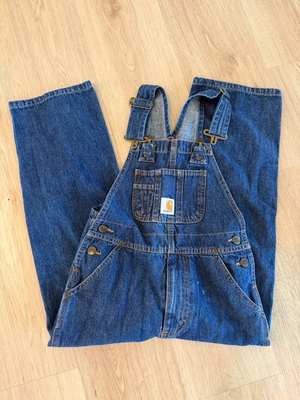 Carhartt Vintage denim overalls Sz 8 youth boys